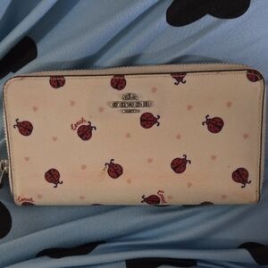 Coach Full Size Wallet Zip Around Ladybug Print